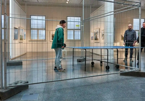 The metal fence in front of us, the mental fence within us, ping – pong, how do we communicate? 2023, Lapua Art Museum (FIN)